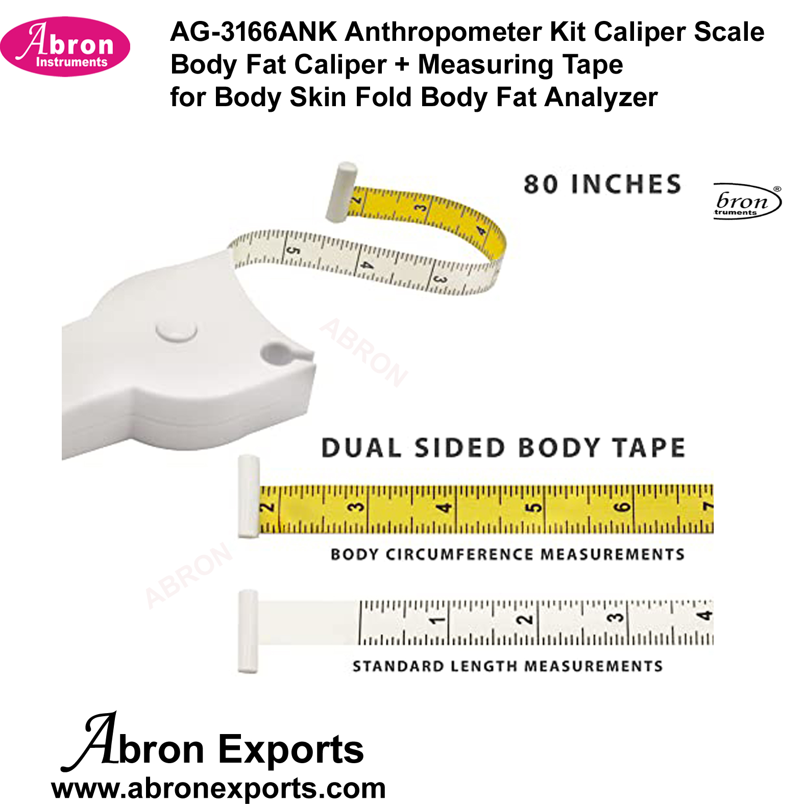 Body Fat-Measuring Tape Skin Fold Body Fat Analyzer Abron ABM-3166BF